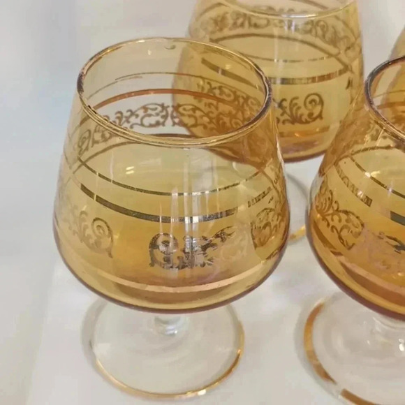 Vintage amber brandy cognac snifter set - Picture 2 of 3